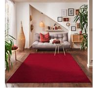 Carpettex Tapis 160x230 cm Rouge Poils Courts Uni Moderne