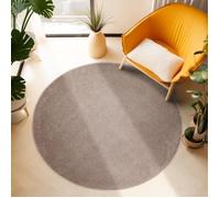 Tapis Salon Moderne - SIMPEX - Azalée - Beige - 120 cm Rond Ø - 100% Polypropylène