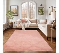 SIMPEX Tapis de salon, chambre à coucher, couloir, salle à manger, cuisine, couleur unie, design moderne, hauteur des poils : 11 mm, moelleux, doux, rose, 200 x 290 cm