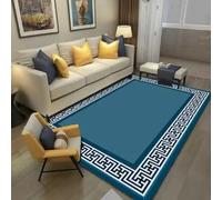 Tapis Salon Moderne Simple Style Chinois Doux Luxe Antidérapant Tapis Chambre Décoration Maison Tapis de Sol Intérieur Motif Bordure Géométrique Traditionnelle Décoration (Couleur 4,50x80cm)