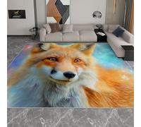 Tapis Salon Moelleux Enfant Dessin Animé Animal Portrait Renard, Ne Perd Pas Ses Poils Antidérapant Tapis Salle A Manger - Pour Interieur Le Salon Porche Patio, 80 X 150 Cm Pour Filles Garçons