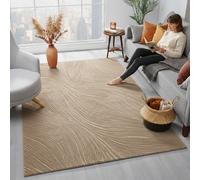 Tapis Salon Motif Boho Effet 3D Couleur Unie Moderne Haut-Bas Rectangulaire