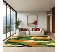 Tapis Salon Motif Camouflage Texturé 120 x 180 cm Tapis Intérieur Extérieur Dessous antidérapant Moquette Nettoyage FacileJaune-Vert, Moquette pour Salon Chambre Salle à Mange