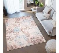 Tapis Salon Motif court Design moderne Vintage Bleu Beige Antidérapant ÖKOTEX 120 x 170 cm