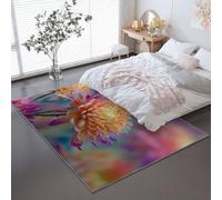 Tapis Salon Multicolore - Tapis à Poils Courts Romantique Moderne Fleurs Ultra Doux et Moelleux Anti Dérapant Moquette Cuisine Chambre Salle de Séjour, Tapis Décoratif pour Intérieur 60 x 90 cm