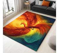 Tapis Salon Oiseau Phénix Abstrait Orange 180x240cm Tapis Antidérapant Intérieur Doux et Moelleux, Moquette Décora Lavable pour Maison, Chambre, Bureau, Chambre d'enfant