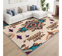 Tapis Salon Paillasson Rectangular, Anti Slip Soft Cosy Tapis en Géométrie du Sud-Ouest américain Imprimé, Chambre Poil ras Carpette Idéal pour la Décoration Enfants 80 x 150 cm Style tribal indigène