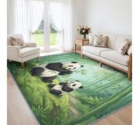 Tapis Salon Panda Géant Mère Bébé Dessin Animé 80x150cm Lavable en Machine | Forêt Bambous Chambre Enfant, Doux, Antidérapant, Poil Ras, pour Chambre Adulte, Descente de Lit, Couloir, Salle à Manger
