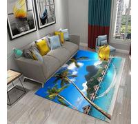 Tapis Salon Paysage De Plage De L'Île 3D Imprimé Polyester Doux À Poils Courts Tapis Antidérapant Facile À Nettoyer pour Chambre Cuisine Salle De Bains Hôtel Restaurant 80 X 160 Cm - Ré /857517030427