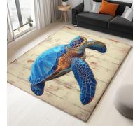 Tapis Salon Peinture À l'huile Tortue Vintage, Dimension 180 x 240 cm, Beige, Tapis Anti Slip Moelleux Chambre, Interieur et Extérieur - Absorbant, Facile à Nettoyer, Lavable en Machine