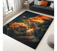 Tapis Salon Photographie HD Animaux Tigre - Moquette À Poils Ras Tapis De Chambre Doux, Antidérapant, Pelucheux, Shaggy Intérieur pour La Décoration De La Maison 160 X 230 Cm Multicolore