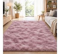 Tapis Salon Poil Long Shaggy Texture Moelleuse 90x120cm Rose Pourpre | Shaggy Descente De Lit Dessous Antidérapant Élégant Et Design Douillet Pour Cuisine Chambre D'Enfant