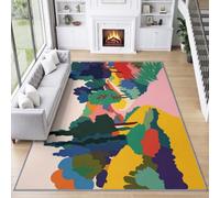 Tapis Salon Poil Ras 140 x 200 cm Sentier Abstrait Arbres Tapis, Impressionnisme Descente de lit Chambre Doux Antidérapant Lavable Carpette Salon Moderne Paillasson Sol Intérieur pour Salon Chambre