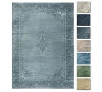 Tapis Salon Poils Courts Argent 195x280 cm - TESSO LIVING - Lavable - Vintage