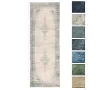 Tapis Salon Poils Courts Creme 80x195 cm - TESSO LIVING - Vintage - Lavable - Franges de coton