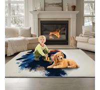 Tapis Salon Portrait d'une Jeune Fille Américaine 80 x 150 cm Tapis Intérieur Extérieur Dessous antidérapant Moquette Nettoyage FacileBeige, Moquette pour Salon Chambre Salle à Mange