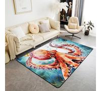 Tapis Salon, Poulpe Bio 3D Imprimé Tapis De Sol Décoration Antidérapant pour Salon Chambre Cuisine Balcon Terrasse Salle À Manger Intérieur & Extérieur -4878342825