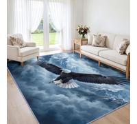 Tapis Salon Pygargue Tête Blanche Animaux Sauvages 120x170cm, pour Chambre | Style Western Campagne Américaine, Tapis Lavable en Laine Synthétique, Antidérapant, Poils Courts, Descente de Lit, Bureau