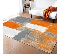 Tapis Salon Rectangle Design Moderne Peinture à l'huile Abstraite géométrique Orange pour entrées Cuisines Rug Tradtionnel Antidérapante 80 x 160 cm