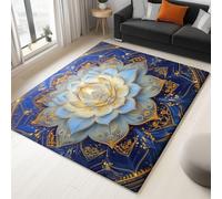 Tapis Salon Rendu Hyperréaliste des Fleurs - Moquette À Poils Ras Tapis De Chambre Doux, Antidérapant, Pelucheux, Shaggy Intérieur Chambre d'enfant pour La Décoration De La Maison 180 X 240 Cm Bleu