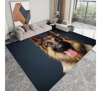 Tapis Salon Résistante à la tache Berger allemand chien, Tapis de décoration Chambre Lavable en Machine Moquette Bleu foncé Doux Antidérapant pour Chambre d'enfant Bureau à domicile, 80 x 150cm