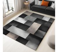 Tapis Salon Résistante à la Tache Géométrique Bloc de Bois Moderne, Tapis de décoration Chambre Moquette Doux Antidérapant pour Chambre d'enfant Bureau à Domicile, 140 x 200 cm