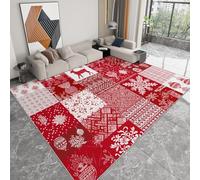Tapis Salon Résistante à la Tache Géométrique Bloc De Couleur Noël, Tapis de décoration Chambre Moquette Doux Antidérapant pour Chambre d'enfant Bureau à Domicile, 140 x 200 cm