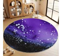 Tapis Salon Rond 150 cm Tapis Rond Peinture À L’Encre D’Alcool Scène Neige Hivernale, Moquette Ronds Lavable Violet - pour Chambre et Salle à Manger Doux Antidérapant Anti-peluche Runner de Couloir