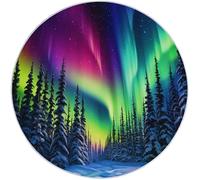 Tapis Salon Rond 180 cm, Aurore Naturelle Forêt De Pins Tapis Chambre Lavable en Machine Antidérapant Salle a Manger, Extra Doux Moquette Chambre pour Cuisine Balcon Entrées Buanderies, Coloré