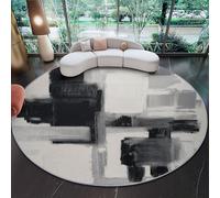 Tapis Salon Rond 60 cm, Géométrique Abstrait Blocs De Couleurs Tapis Chambre Lavable en Machine Antidérapant Salle a Manger, Extra Doux Moquette Chambre pour Cuisine Balcon Entrées, Noir Blanc