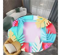 Tapis Salon Rond 60 cm Tapis Rond Feuilles Géométriques Découpées en Papier, Moquette Ronds Lavable Multicolore - pour Chambre et Salle à Manger Doux Antidérapant Anti-Peluche Runner de Couloir