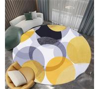 Tapis Salon Rond 60 cm Tapis Rond Motif De Cercle Géométrique, Moquette Ronds Lavable Blanc - pour Chambre et Salle à Manger Doux Antidérapant Anti-Peluche Runner de Couloir