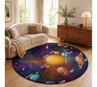 Tapis Salon Rond 60cm Le Soleil Huit Planètes Lavable | Antidérapant Poil Ras Tapis Rond Dessins Scientifiques Sur Le Système Solaire Pour Chambre Salle a Manger Salon Décoration D'intérieur