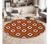 Tapis Salon Rond Couleur Orange, Anti-Glissant Minimalisme Moderne Carpette pour, Salon Anti Slip Formes Géométriques Losanges Blocs De Couleur Tapis de Sol pour Chambre Cuisine Couloir Entrée 120cm