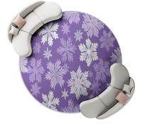 Tapis Salon Rond Diamètre 90 cm, Style Flocons De Neige Minimalistes Fond De Noël, Tapis Doux Antidérapant pour Décoration Salle à Manger Chambre Canapé Cuisine Chambre d'enfant, Violet Clair