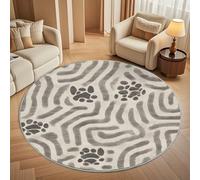 Tapis Salon Rond Poil Ras 160 cm Conception de Labyrinthe GéOméTrique, Moderne Doux et Moelleux Tapi De Salon Lavable, Gris Tapis Rond Antidérapant pour Décoration de Chambre d'enfant