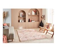 Tapis salon Rose motif géométrique à poil long DELYA 80x150cm