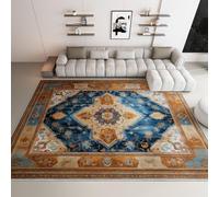 Tapis Salon, Salle à Manger, Chambre à Coucher - Lavable en Machine Antidérapant Ethnie Tribu Géométrie Symbole Carpet Bureau Doux Rug, Tapis à Poil Court, Bleu 140 x 200 cm