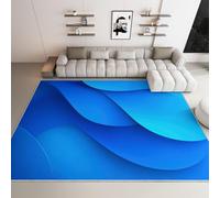 Tapis Salon Salle à manger Chambre à coucher, Tapis Dense à poil courts antidérapant Photographie Abstraite Vague Plate Design, Doux Lavable 60 x 90 cm Moquette pour Couloir Cuisine Paillasson Bleu