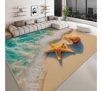 Tapis Salon Salle à manger Chambre à coucher, Tapis Dense à poil courts antidérapant Photographie Moderne Plage Plage De Sable, Doux Lavable 80 x 150 cm Moquette pour Couloir Cuisine Paillasson Kaki