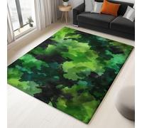 Tapis Salon Salle à Manger Chambre Adulte et Ado, Cuisine - Design Camouflage Aquarelle Abstrait Vert, Poil Ras Doux Léger Antidérapant 80 x 150 cm