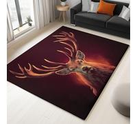 Tapis Salon Salle à Manger Chambre Adulte et Ado, Cuisine - Design Photographie Fantastique Cerf Noir, Poil Ras Doux Léger Antidérapant 160 x 230 cm