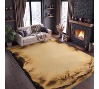 Tapis Salon Shabby Chic 120 x 170 cm Lavable en Machine Rug | Rustique Campagne Branches Mortes Craquelure Tapis Antidérapant Fauve Jauni Moquette pour Salle a Manger Descente de Lit