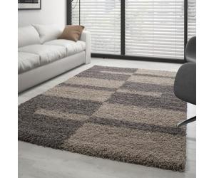 Tapis Salon Shaggy - Hugo - Taupe - 140 x 200 cm - 100% Polypropylène - CARPETTEX