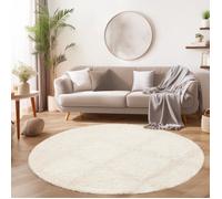 Tapis Salon Shaggy - Marion - Crème - 160 cm Rond Ø - 100% Polypropylène - SIMPEX