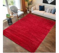 Carpettex Tapis 120x170 cm Rouge Shaggy Poils Longs Doux Uni