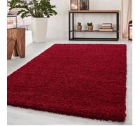 Tapis Salon Shaggy - SIMPEX - Laetitia - Rouge - 65 x 130 cm - 100% Polypropylène - Hauteur de pile 50 mm