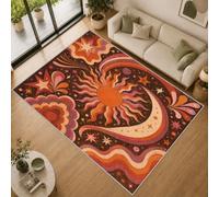 Tapis Salon Soleil et de Lune 120x170cm Lavable en Machine Antidérapant