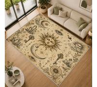 Tapis Salon Soleil et de Lune 160x230cm Lavable en Machine Antidérapant