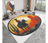 Tapis Salon Style Western Vintage Cactus du Désert Modèle 120 x 170 cm Lavable en Machine Super Doux et Antidérapant Tapis Décoratif Salon Doux Poil Court pour Chambre Adulte, Salle à Manger